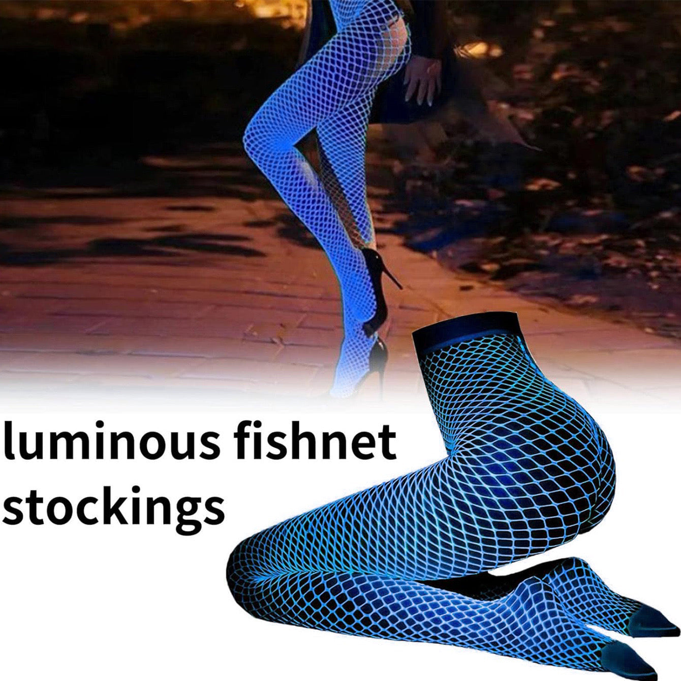 Novelty sexy hollow luminous fishing net tights pantyhose women's luminous fluorescent sexy bar party fishnet socks